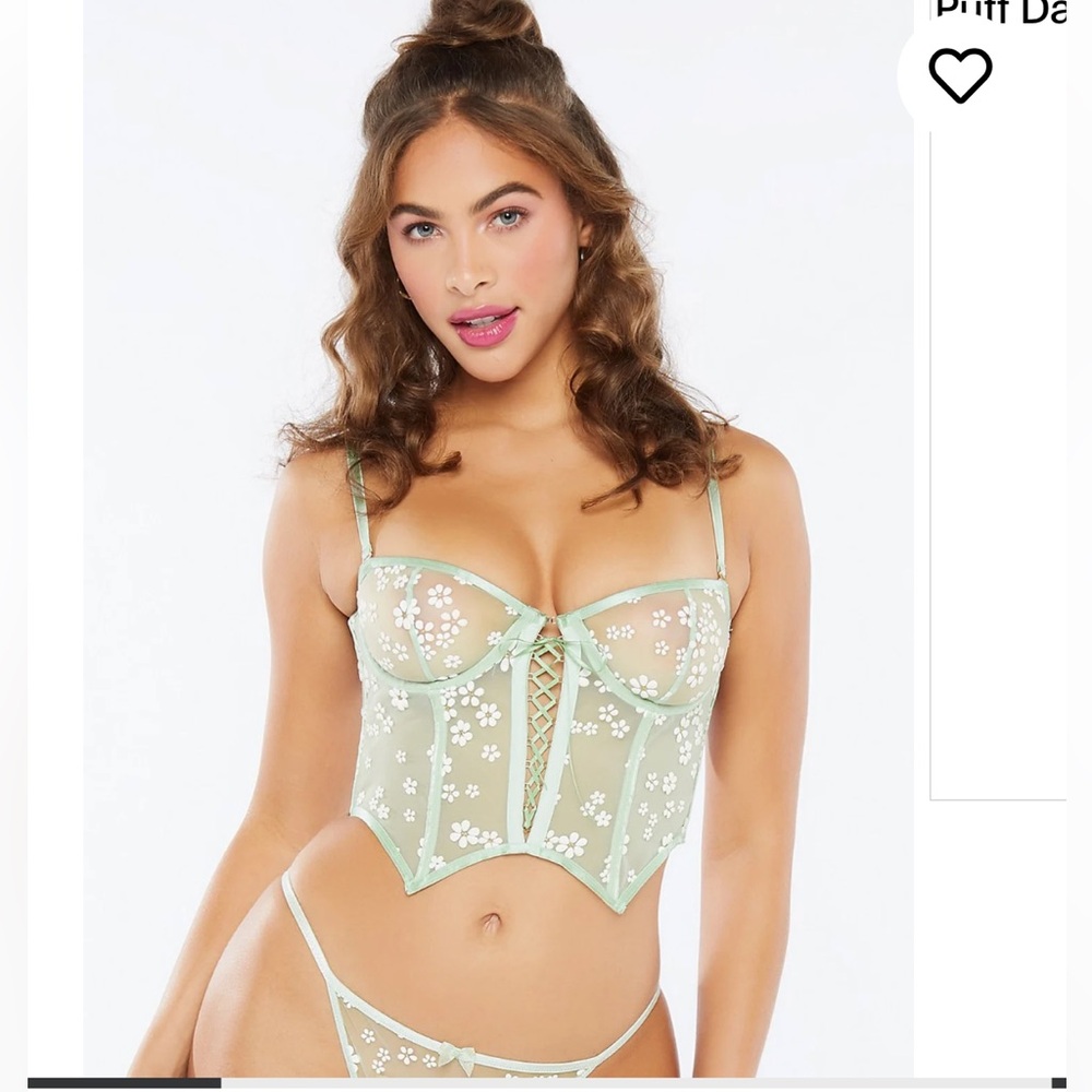 [NEW] Savage X Fenty Puff Daisy Corset - M; Mint Green Hint